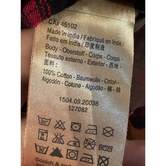 Scotch Soda Men's Red Black Plaid Long Sleeve Button Up Shirt Size XL - Picture 6 of 10